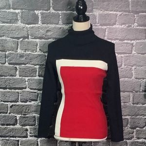 Style & Co Sweaters - Style Co Red Black Color Block Ribbed Turtleneck M Style & Co Sweaters - Style Co Red Black Color Block Ribbed Turtleneck M